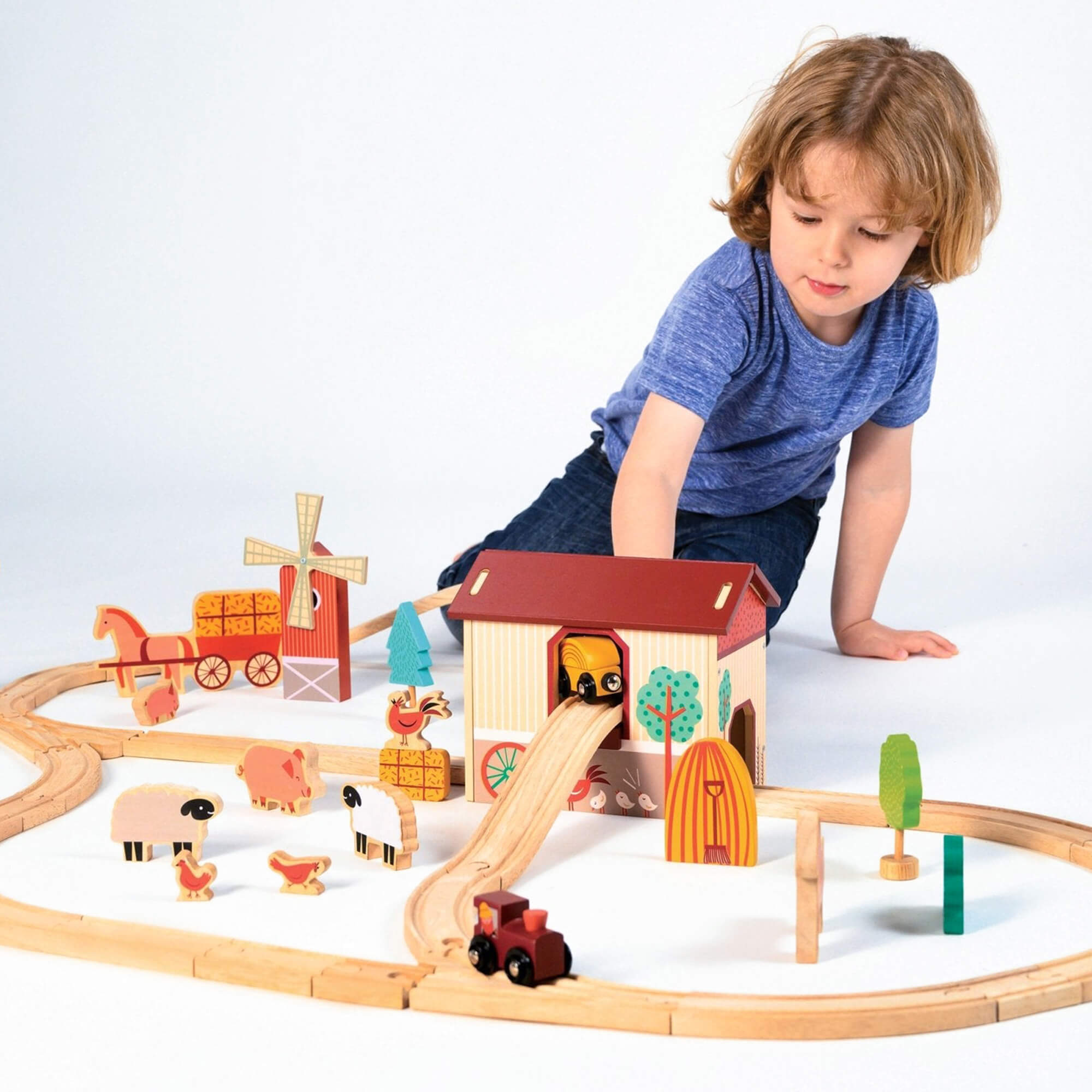 Farmyard Wooden Train Set