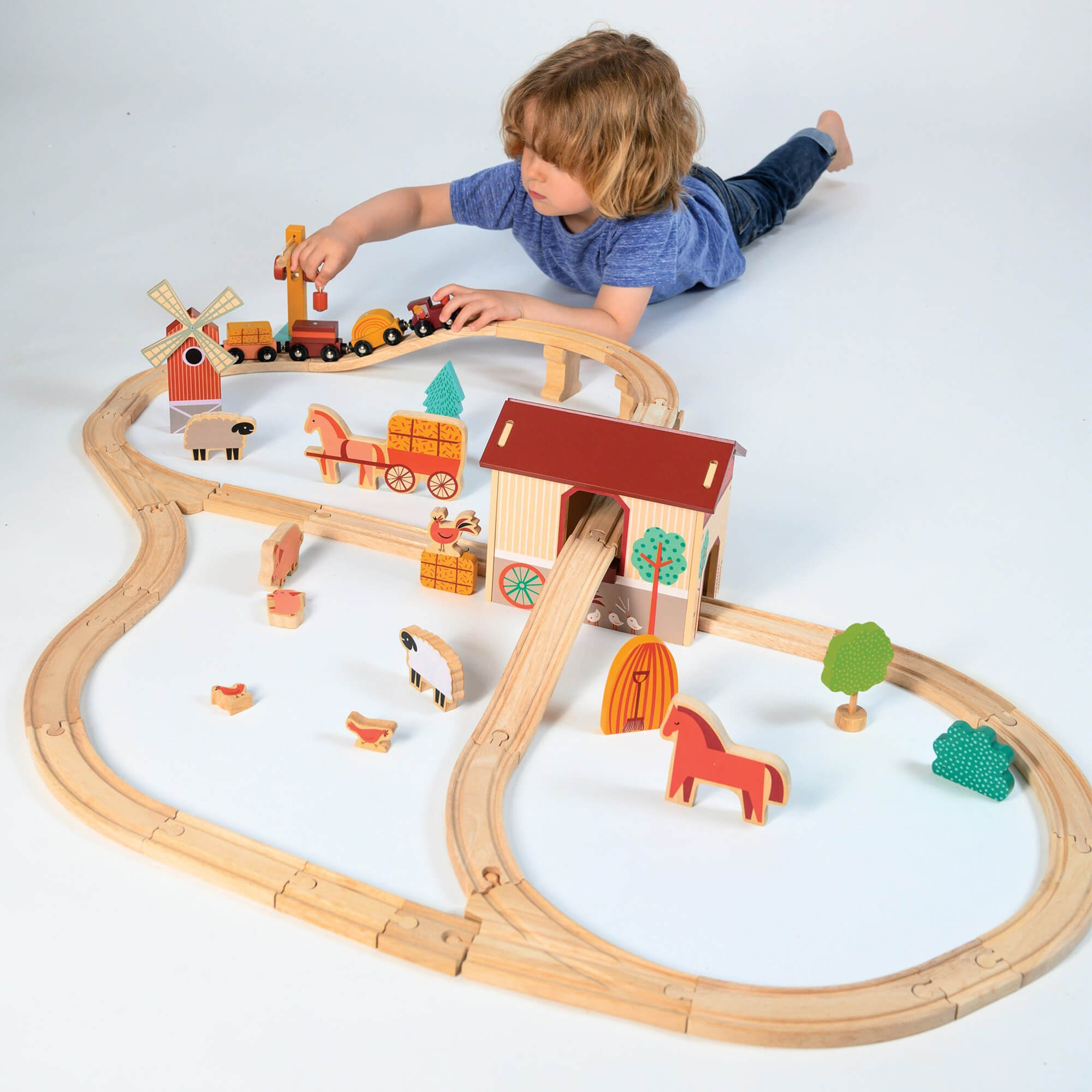 Farmyard Wooden Train Set