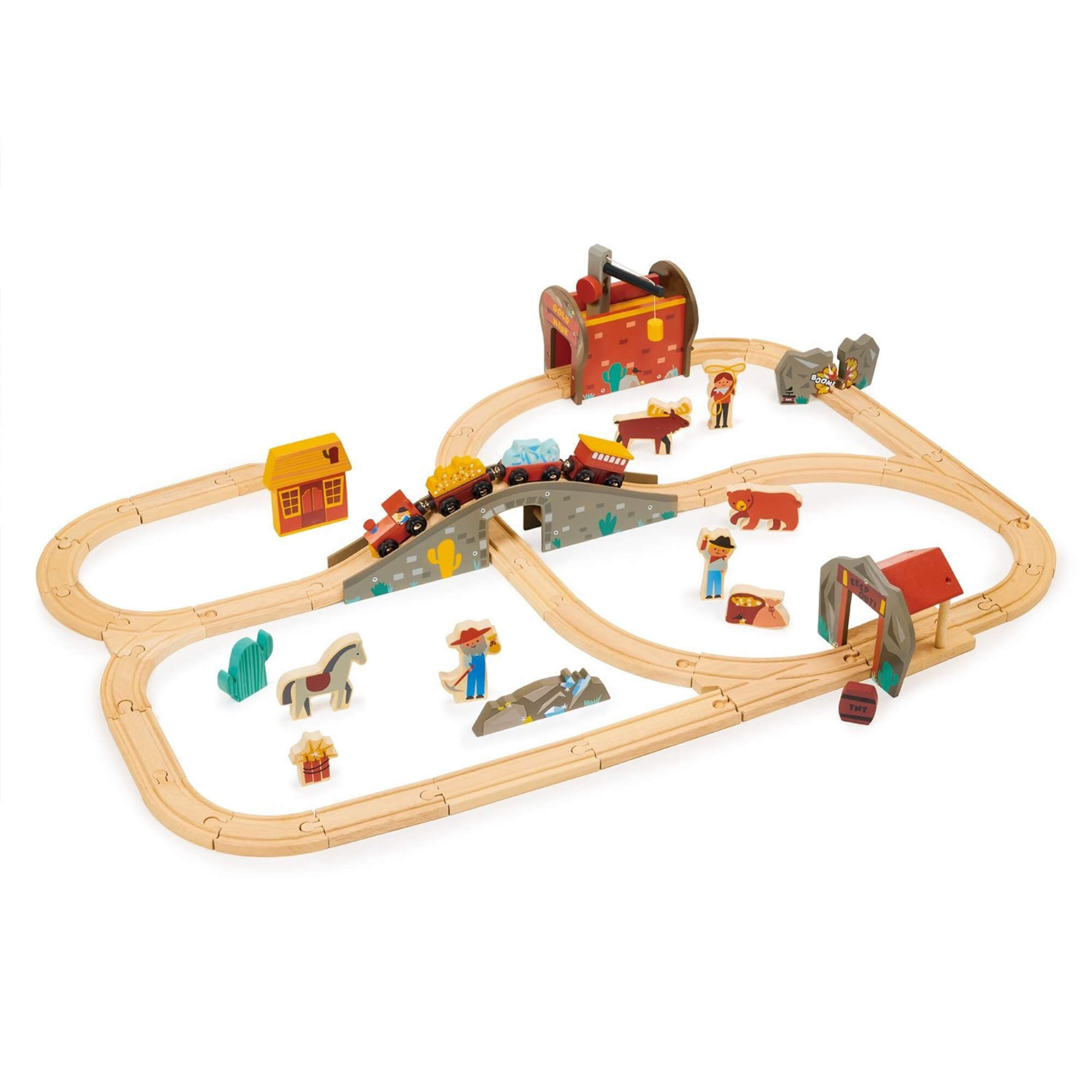Gold Mine Wooden Train Track Set